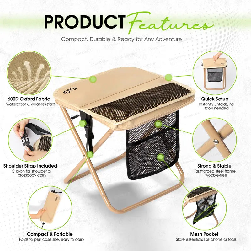 GoSit™ Portable Folding Stool - Instant Seat for Camping, Fishing & Queues